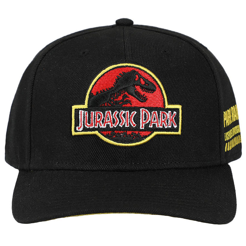 Jurassic Park Embroidered Snap Back Black Dad Hat for Men Image