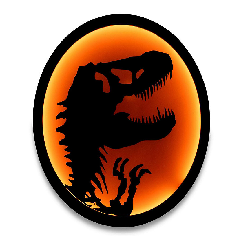 Jurassic Park T-Rex Logo LED Wall Light Sign  12 Inches Tall Image