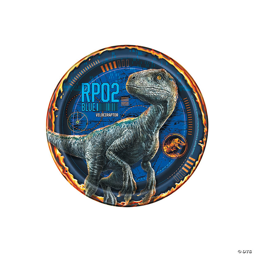 Jurassic World&#8482; RP02 Blue the Velociraptor Paper Dessert Plates - 8 Ct. Image