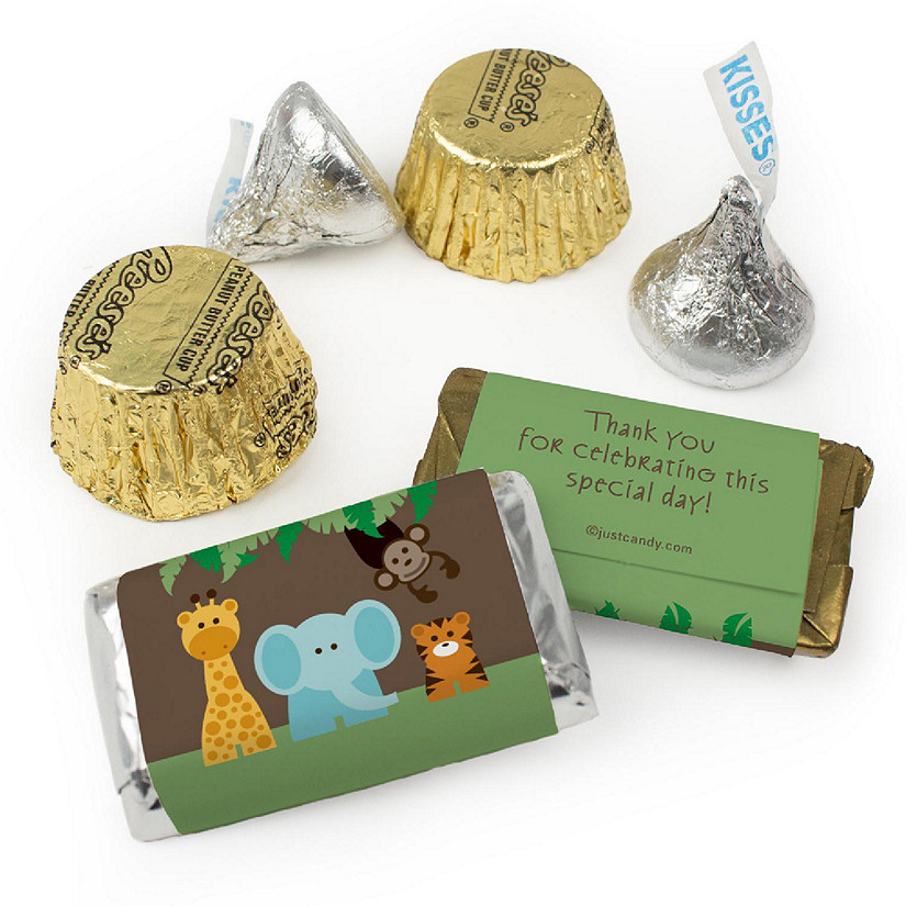Just Candy 1.65 lbs Green Jungle Safari Baby Shower Candy Party Favors Hershey's Chocolate Kit (approx. 130 Pcs) Image