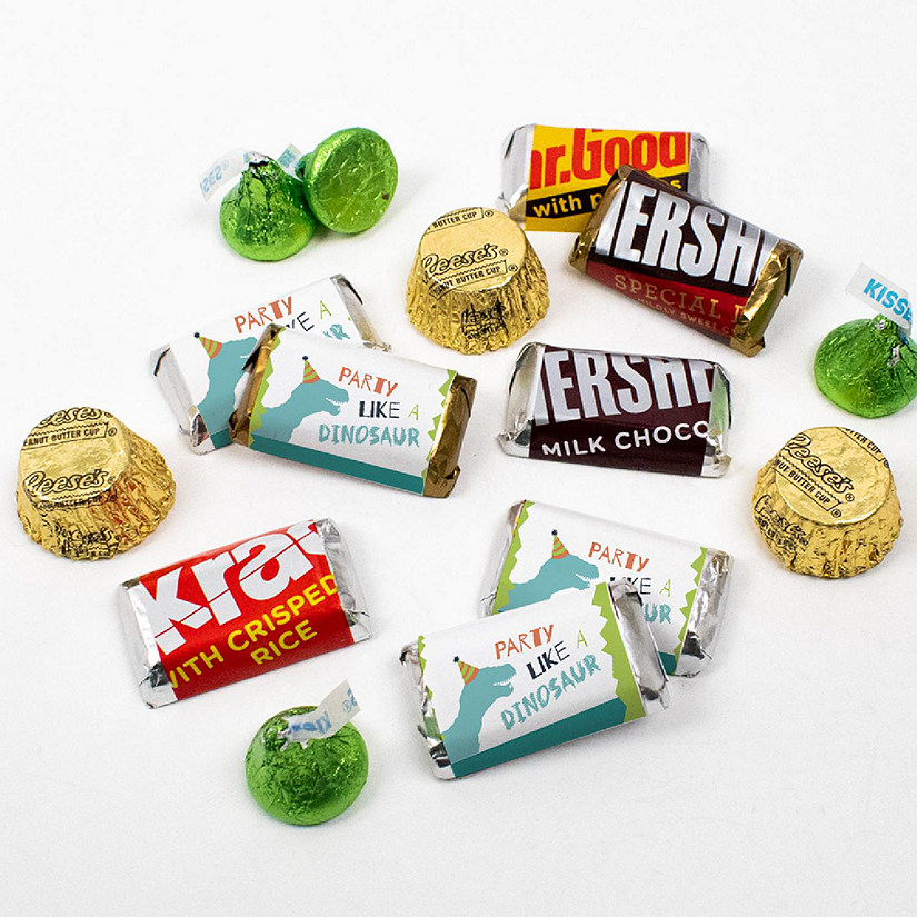 Just Candy 3 lbs Dinosaur Kid's Birthday Candy Party Favors Hershey's Chocolate Kit (approx. 200 Pcs) Image
