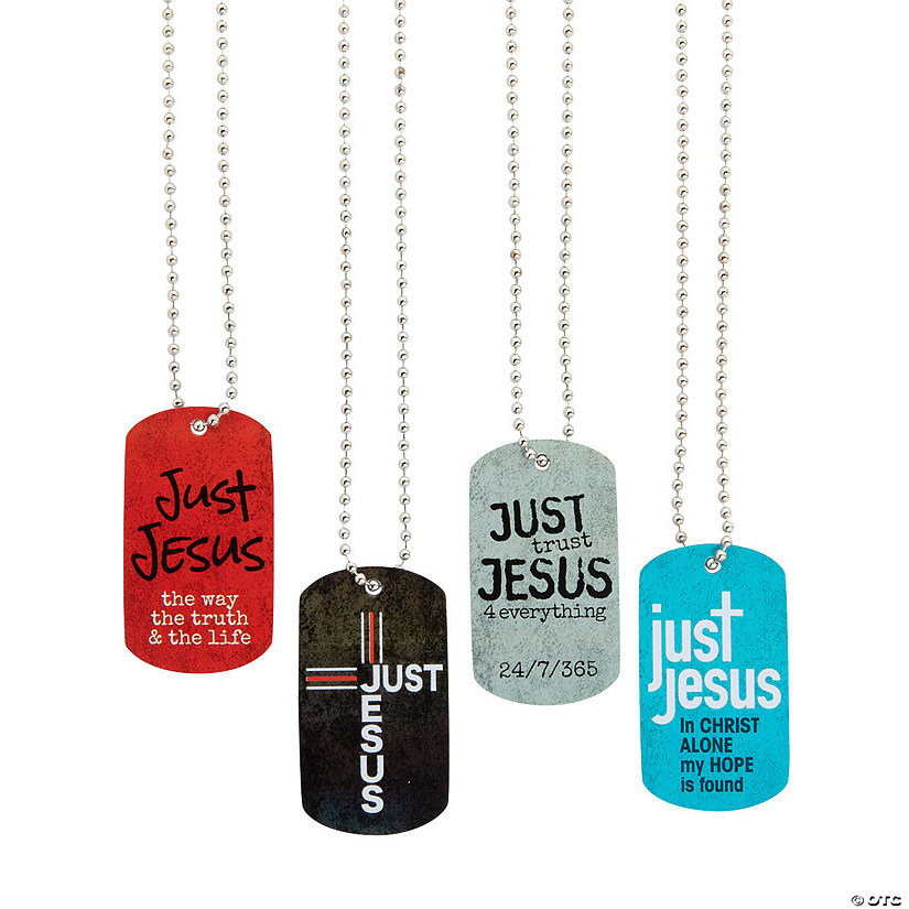 Just Jesus Dog Tag Necklaces - 12 Pc. Image