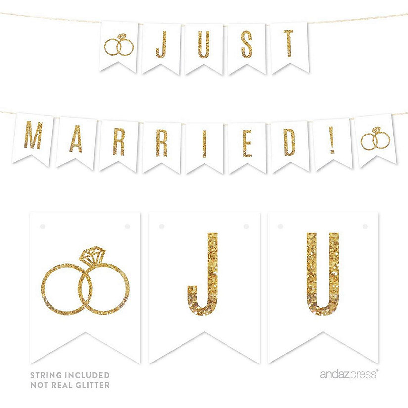 Just Married Gold Glitter - 4 x 5.5 Inch Image