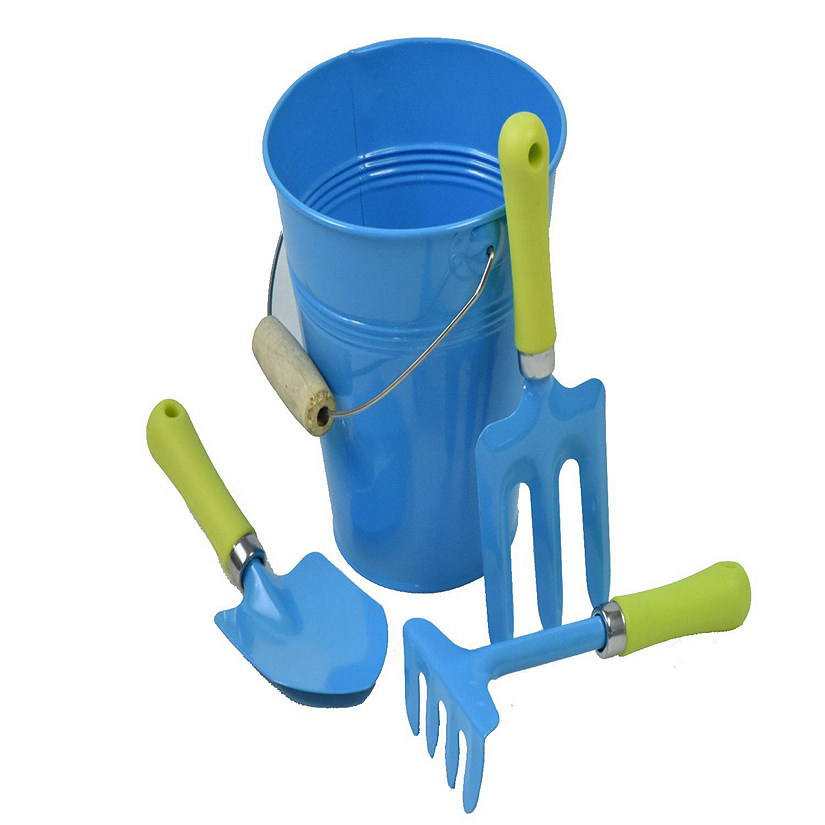 JustForKids Kids Water Pail with Garden Tools Set, One Size, Blue Image