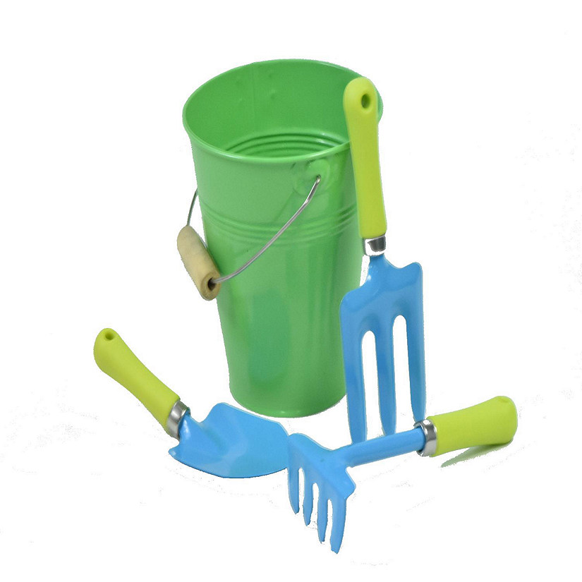 JustForKids  Kids Water Pail with Garden Tools Set, One Size, Green Image