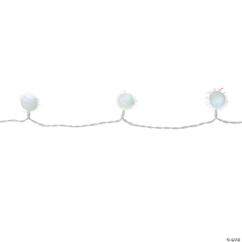 Kaemingk 40-Count Cool White Iridescent Snowball LED Christmas Lights - 19.2 ft White Wire Image
