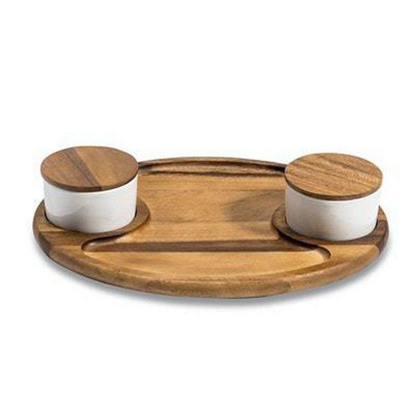 Kalmar Charcuterie/ Serving Tray w/ 2 ceramic bowls w/ lids Image
