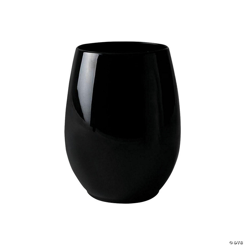 Kaya Collection 12 oz. Black Elegant Stemless Plastic Wine Glasses (64 Glasses) Image