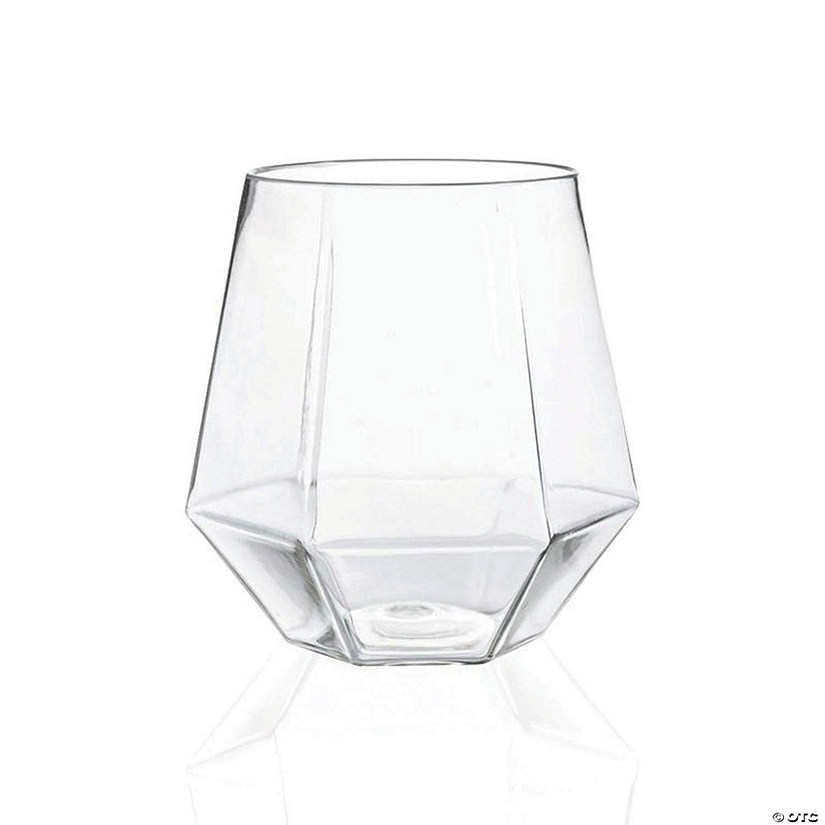 Kaya Collection 12 oz. Clear Hexagonal Stemless Plastic Wine Glass (64 Glasses) Image
