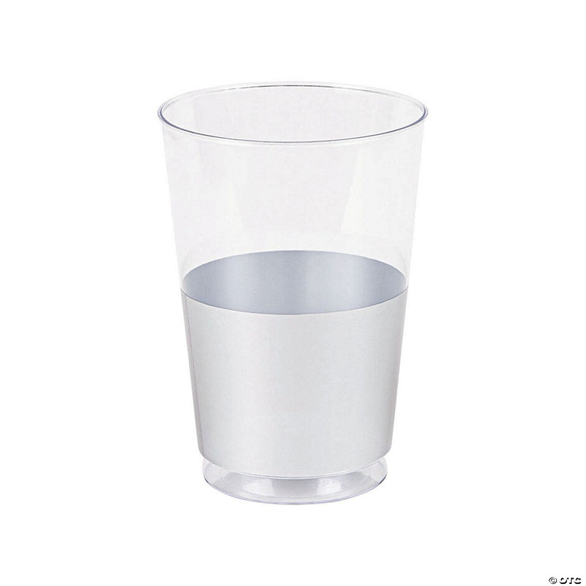 Kaya Collection 12 oz. Clear with Metallic Silver Thick Bottom Round Disposable Plastic Tumblers (240 Cups) Image