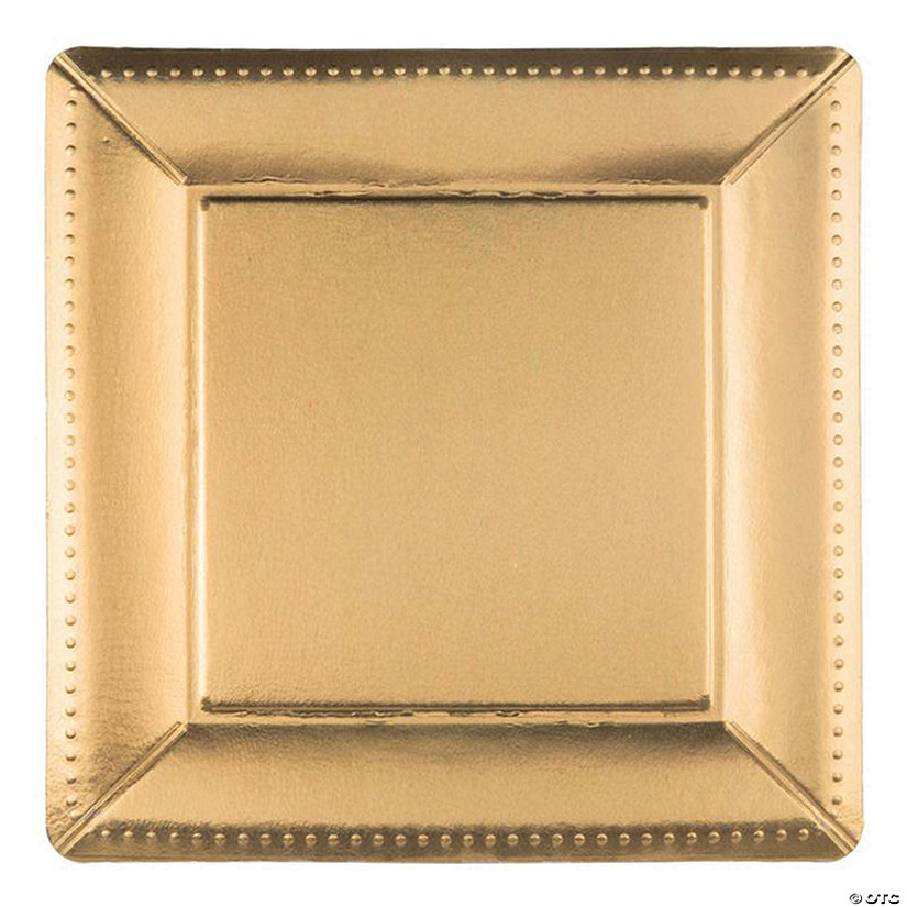 Kaya Collection 13" Gold Square Edge Beaded Disposable Paper Charger Plates (120 Plates) Image