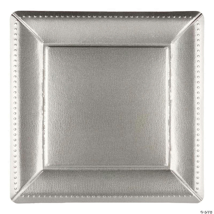 Kaya Collection 13" Silver Square Edge Beaded Disposable Paper Charger Plates (120 Plates) Image