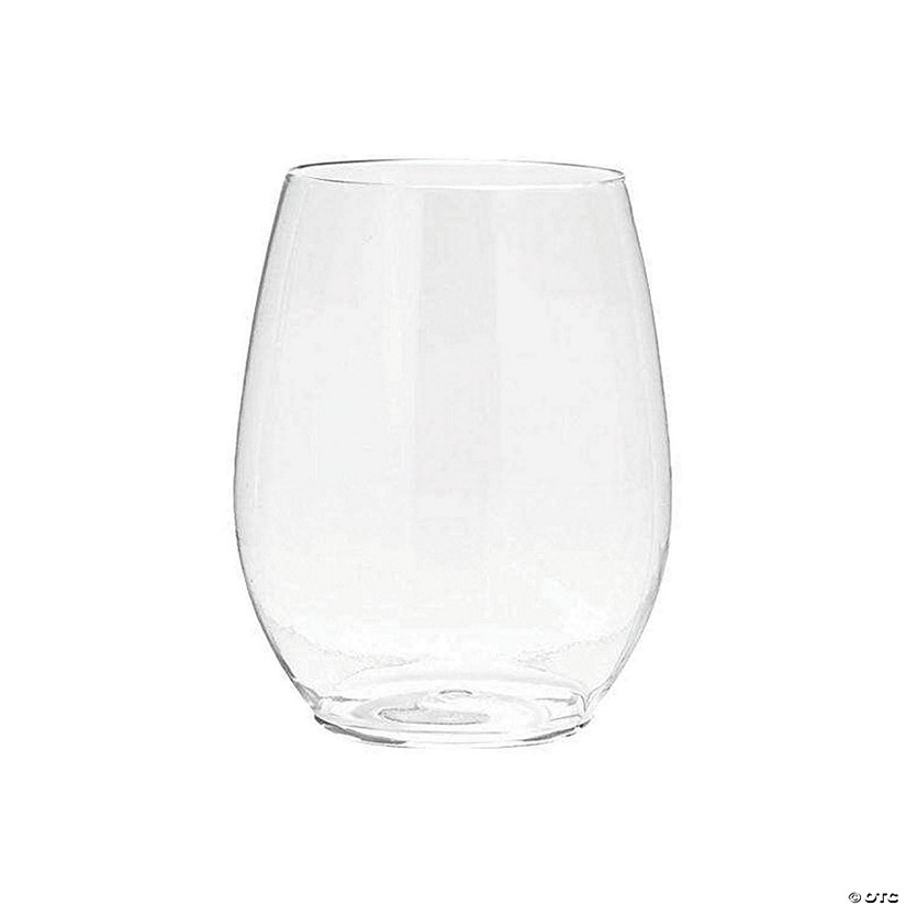 Kaya Collection 16 oz. Clear Elegant Stemless Disposable Plastic Wine Glasses (64 Glasses) Image