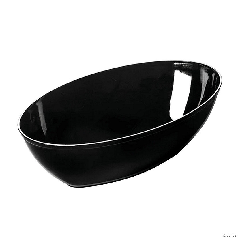 Kaya Collection 2 qt. Black Oval Plastic Serving Bowls (24 Bowls) Image