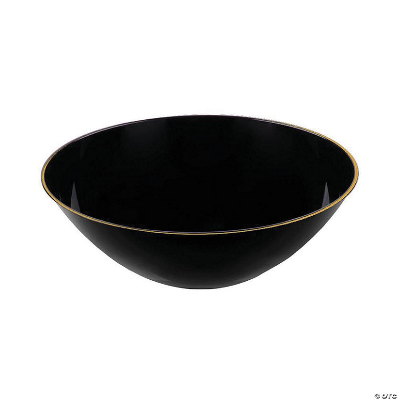 Kaya Collection 6 oz. Black with Gold Rim Organic Round Disposable Plastic Dessert Bowls (120 Bowls) Image