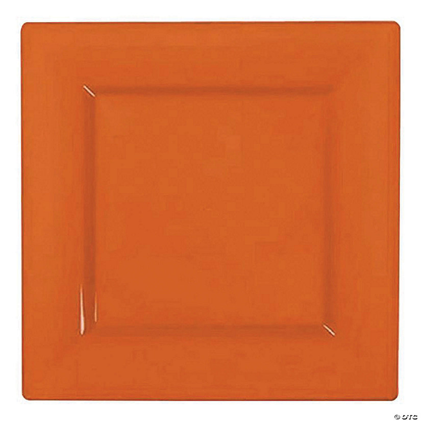 Kaya Collection 9.5" Burnt Orange Square Plastic Dinner Plates (120 Plates) Image