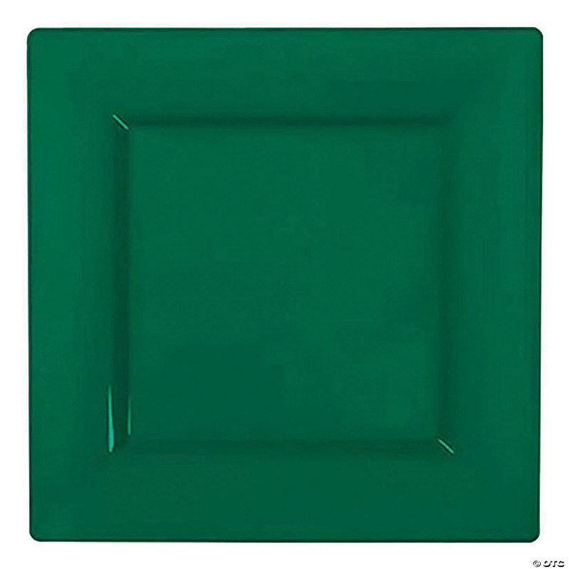 Kaya Collection 9.5" Hunter Green Square Plastic Dinner Plates (120 Plates) Image