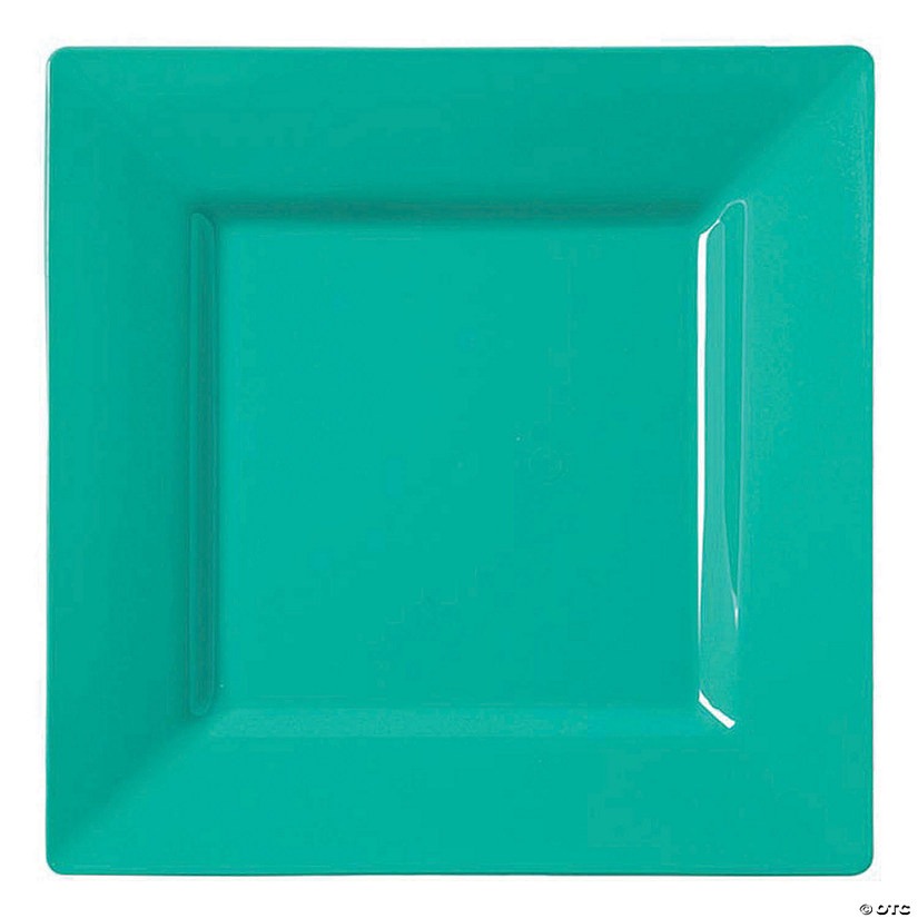 Kaya Collection 9.5" Sea Aqua Square Plastic Dinner Plates (120 Plates) Image