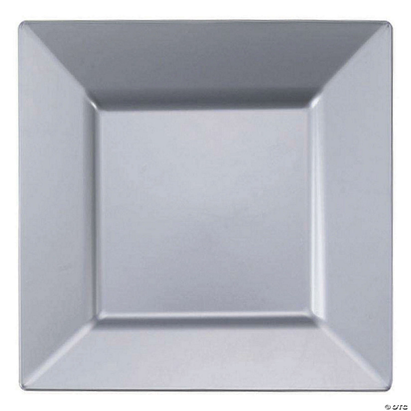 Kaya Collection 9.5" Silver Square Plastic Dinner Plates (120 Plates