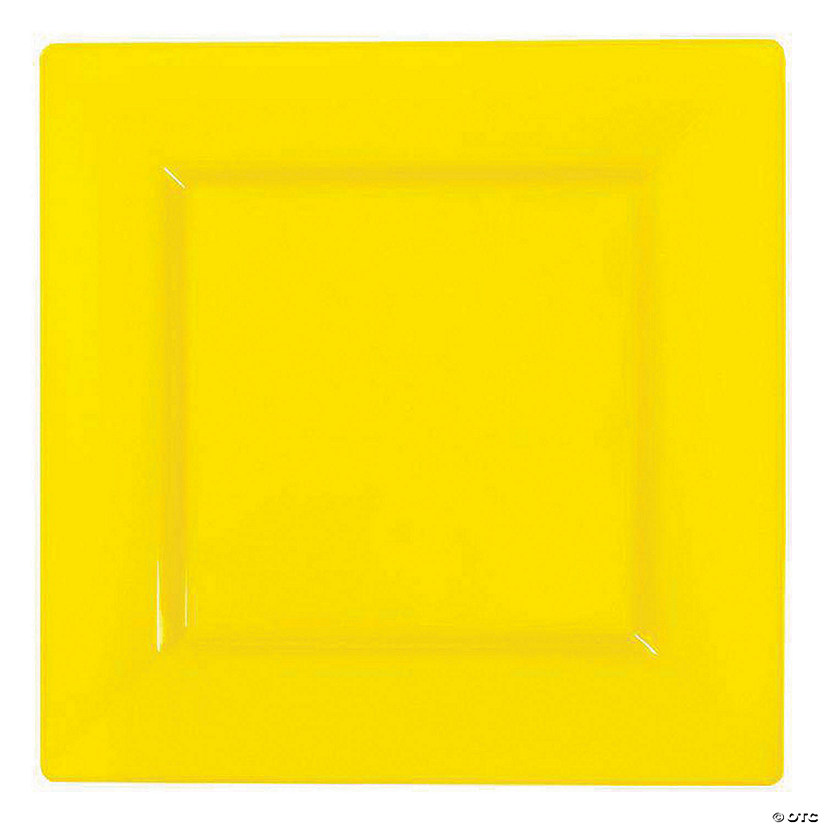 Kaya Collection 9.5" Yellow Square Plastic Dinner Plates (120 Plates) Image