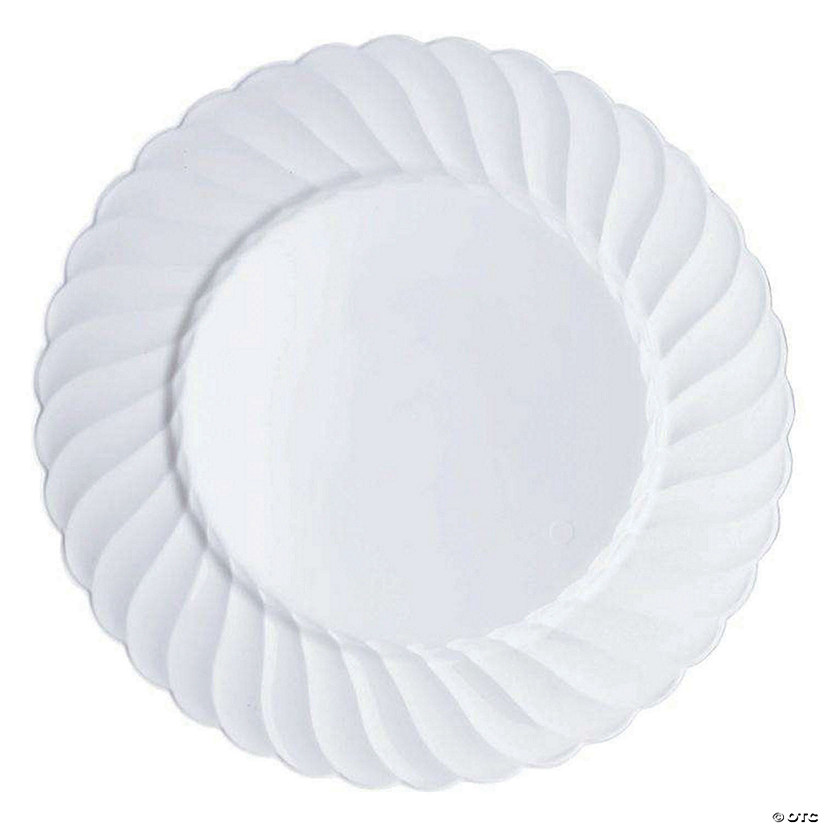 Kaya Collection 9" White Flair Plastic Buffet Plates (180 Plates