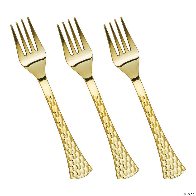 Kaya Collection Shiny Gold Glamour Cutlery Disposable Plastic Forks (600 Forks) Image