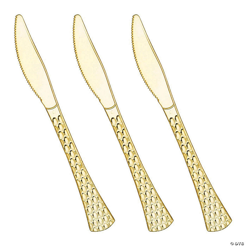Kaya Collection Shiny Gold Glamour Cutlery Disposable Plastic Knives (600 Knives) Image