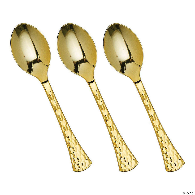 Kaya Collection Shiny Gold Glamour Cutlery Disposable Plastic Spoons (600 Spoons) Image
