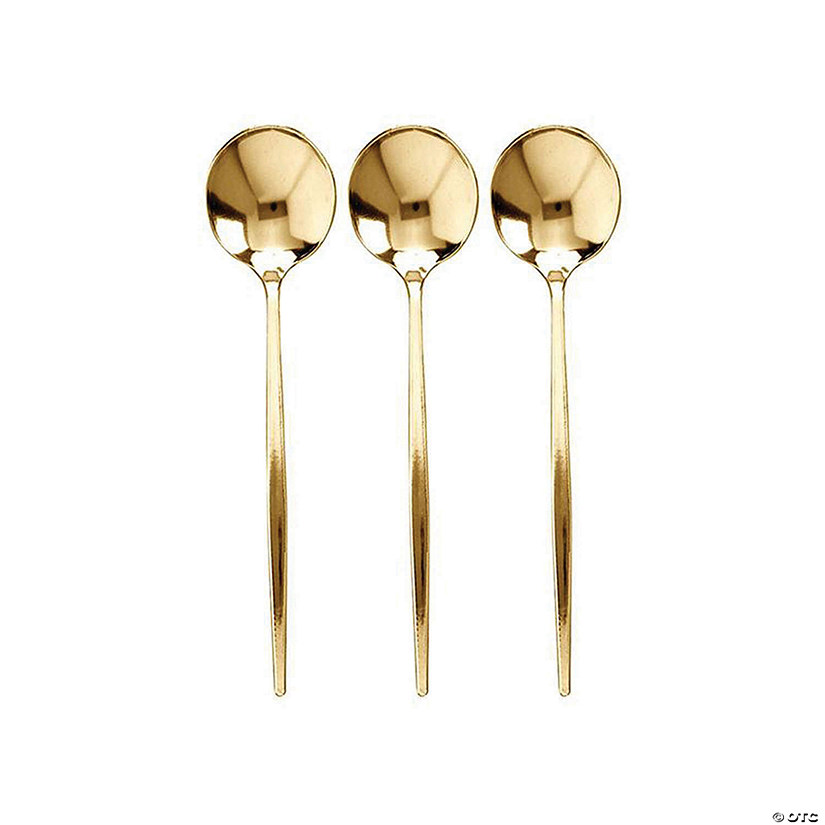 Kaya Collection Shiny Gold Moderno Disposable Plastic Dessert Spoons (300 Spoons) Image