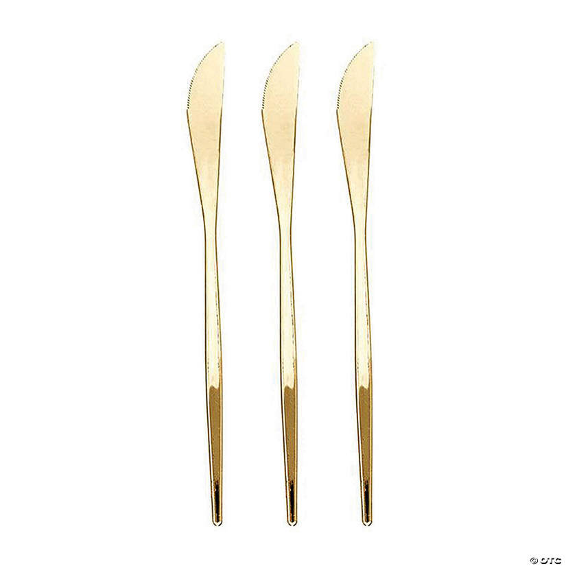 Kaya Collection Shiny Gold Moderno Disposable Plastic Dinner Knives (300 Knives) Image