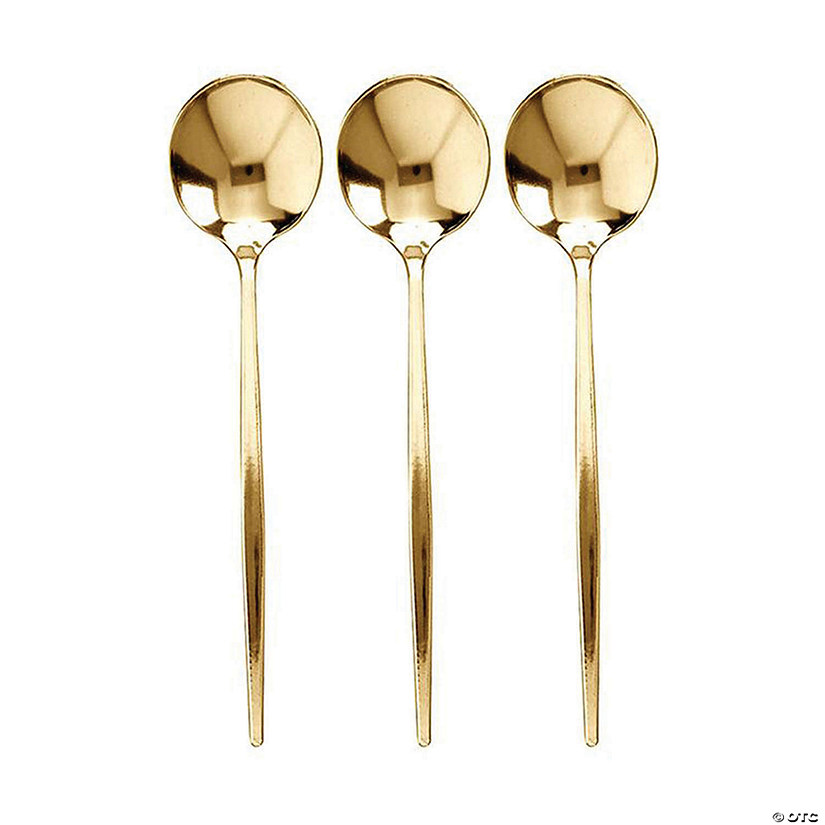 Kaya Collection Shiny Gold Moderno Disposable Plastic Dinner Spoons (300 Spoons) Image