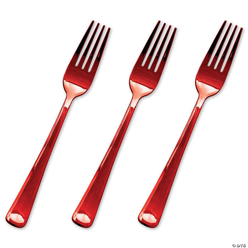 Kaya Collection Shiny Metallic Red Plastic Forks (600 Forks) Image