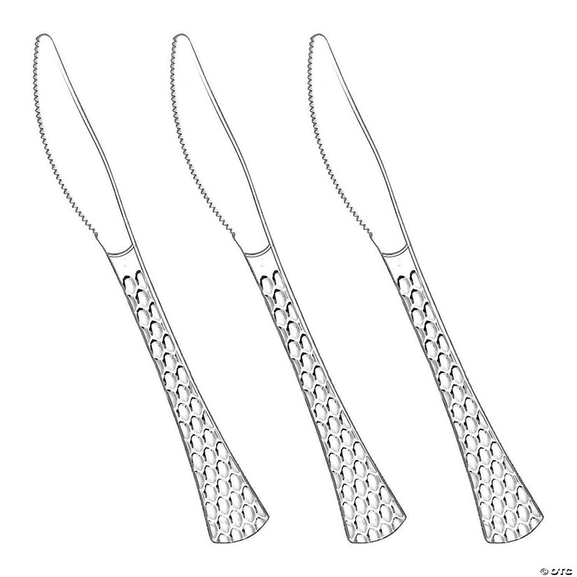Kaya Collection Shiny Silver Glamour Cutlery Disposable Plastic Knives (600 Knives) Image