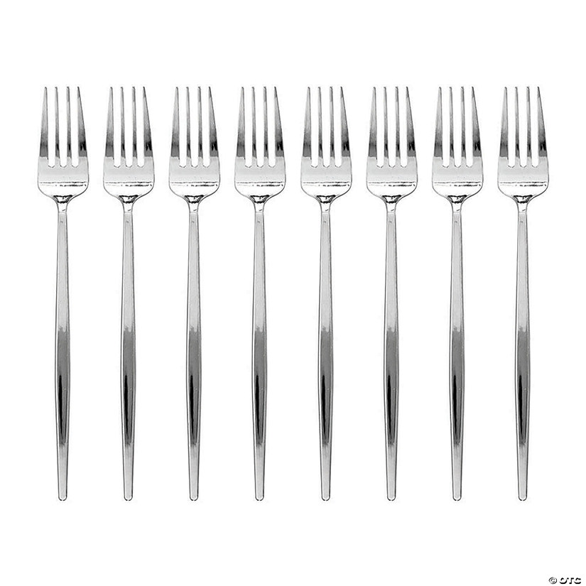 Kaya Collection Shiny Silver Moderno Disposable Plastic Dessert Forks (300 Forks) Image