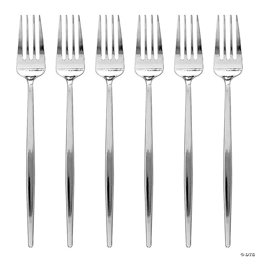 Kaya Collection Shiny Silver Moderno Disposable Plastic Dinner Forks (300 Forks) Image