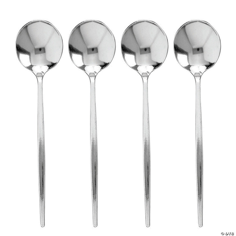 Kaya Collection Shiny Silver Moderno Disposable Plastic Dinner Spoons (300 Spoons) Image