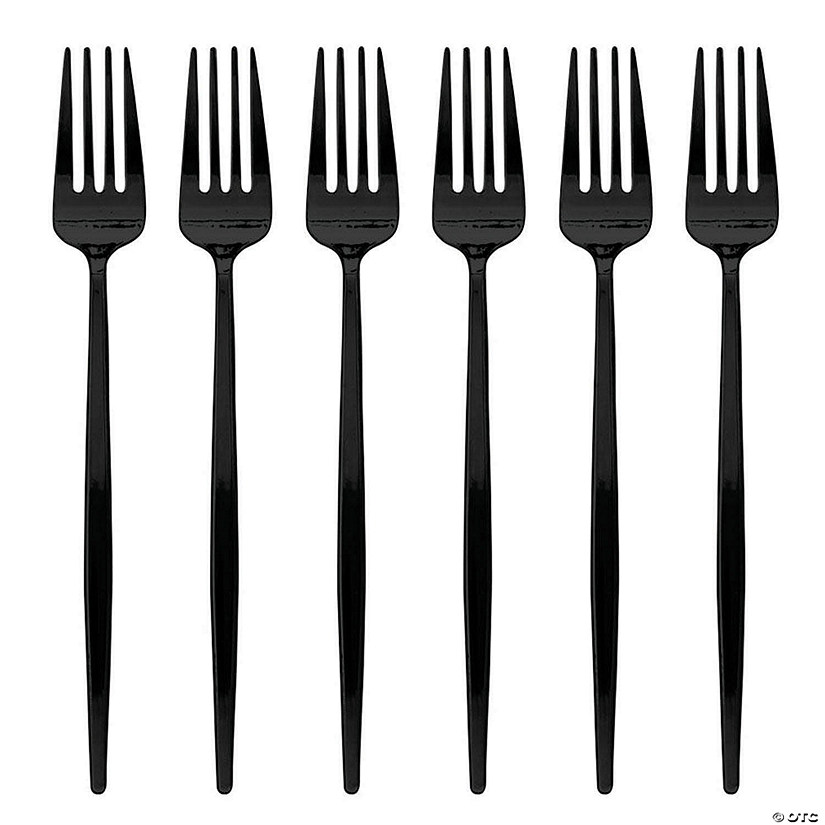 Kaya Collection Solid Black Moderno Disposable Plastic Dinner Forks (480 Forks) Image