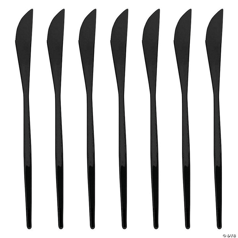 Kaya Collection Solid Black Moderno Disposable Plastic Dinner Knives (480 Knives) Image