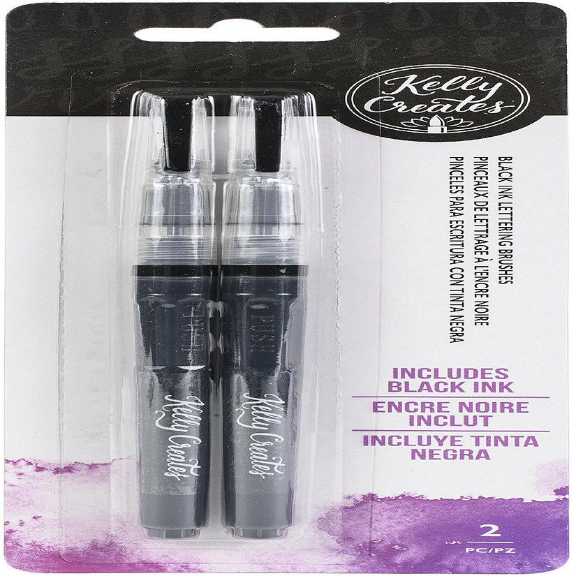 Kelly Creates Water Brush Set Fine Point 2/Pkg-Black Image