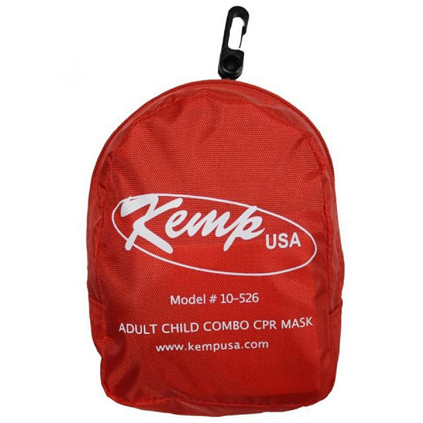 Kemp KP10526 Adult & Child CPR Mask & Pouch with Gloves & Wipe, Red Image