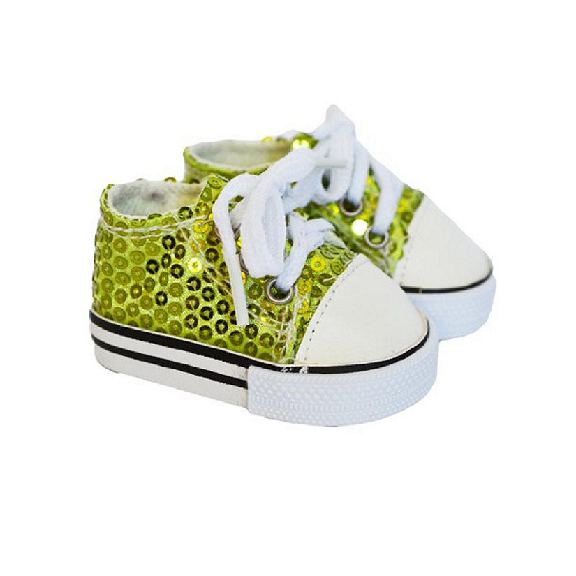 Kennedy and Friends 18" Doll Shoes Lime Sequin Sneakers Image