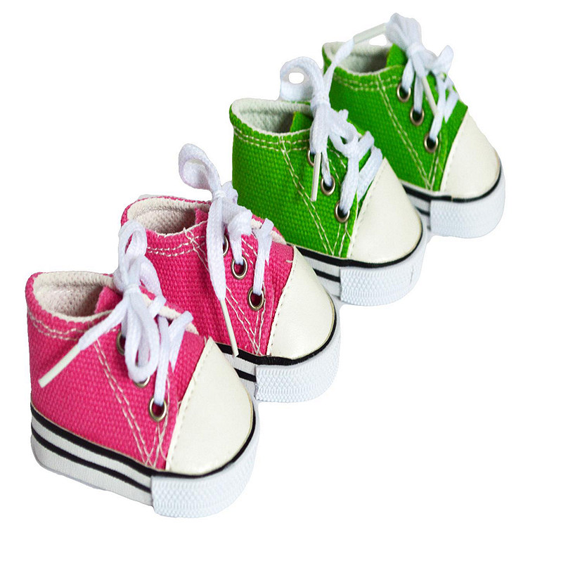Kennedy and Friends 18" Doll Shoes Watermelon Colors- 2 Pk. One Pair of Green One Pair of Pink Image
