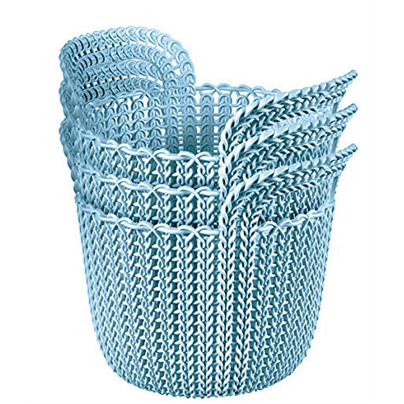 Keter 231981 Knit Round X-Small 3-Piece Basket Set, Extra, Misty Blue Image