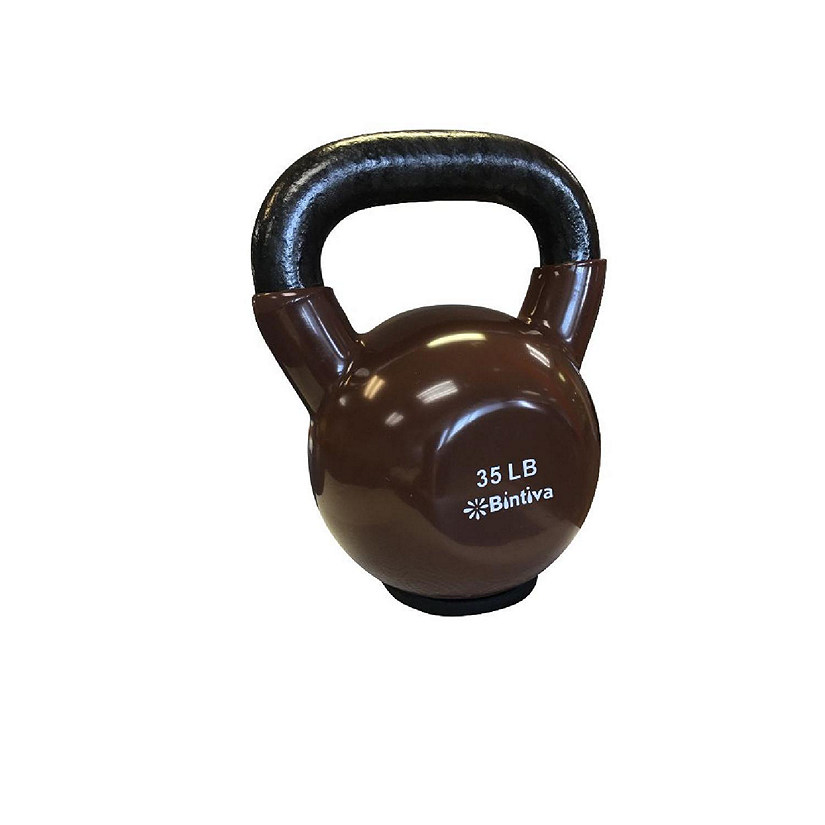 Kettlebells - Professional Grade, Vinyl Coated, Solid Cast Iron Weights With a Special Protective Bottom - 35Lb Image