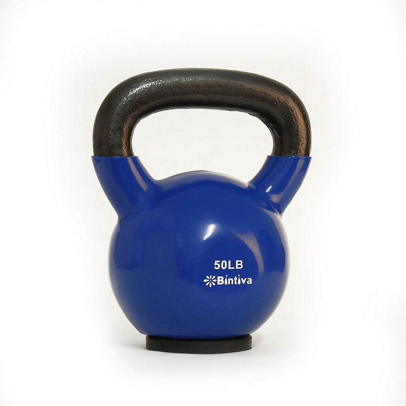 Kettlebells - Professional Grade, Vinyl Coated, Solid Cast Iron Weights With a Special Protective Bottom - 50Lb Image