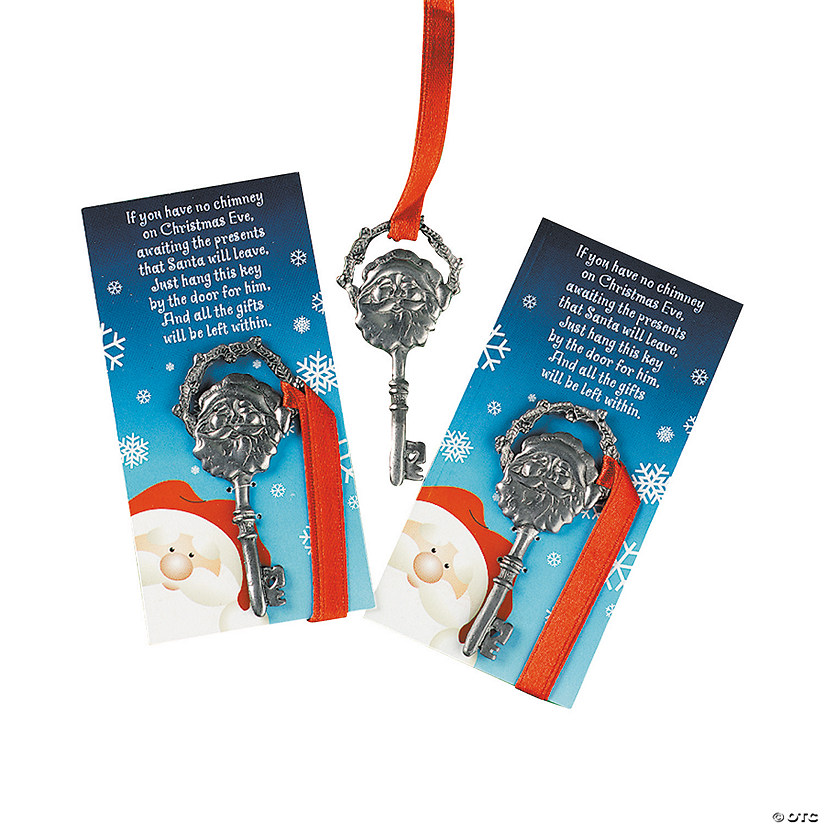 Key For Santa Metal Christmas Ornaments with Card - 12 Pc. Image