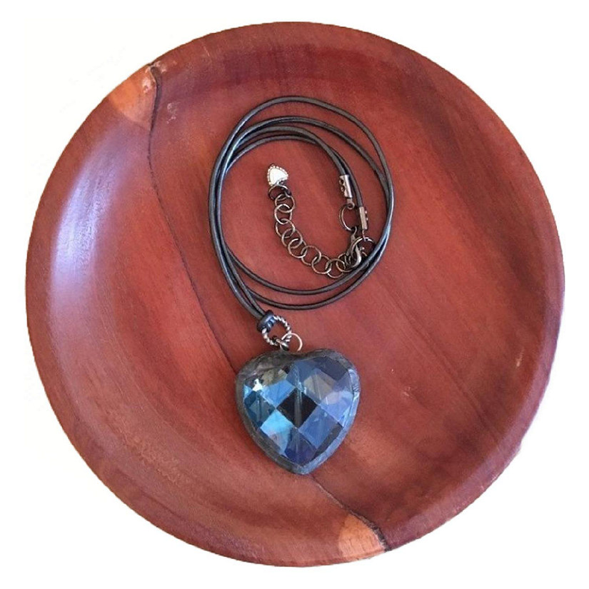 Khutsala&#8482; Artisans Blue Soldered Crystal on Leather Necklace-Heart - 1 Piece Image
