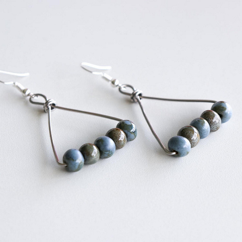 Khutsala&#8482; Artisans Blue SwaziMUD&#8482; Triangle Earrings 1 pair Image