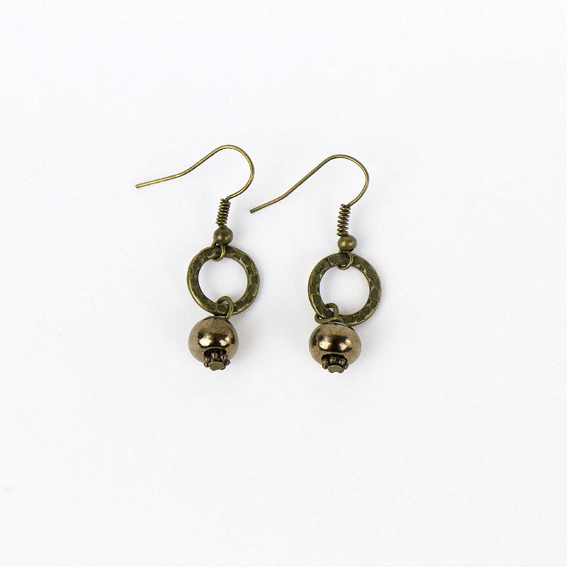 Khutsala&#8482; Artisans Brown SwaziMUD&#8482; Bead Ring Drop Earrings 1 pair Image