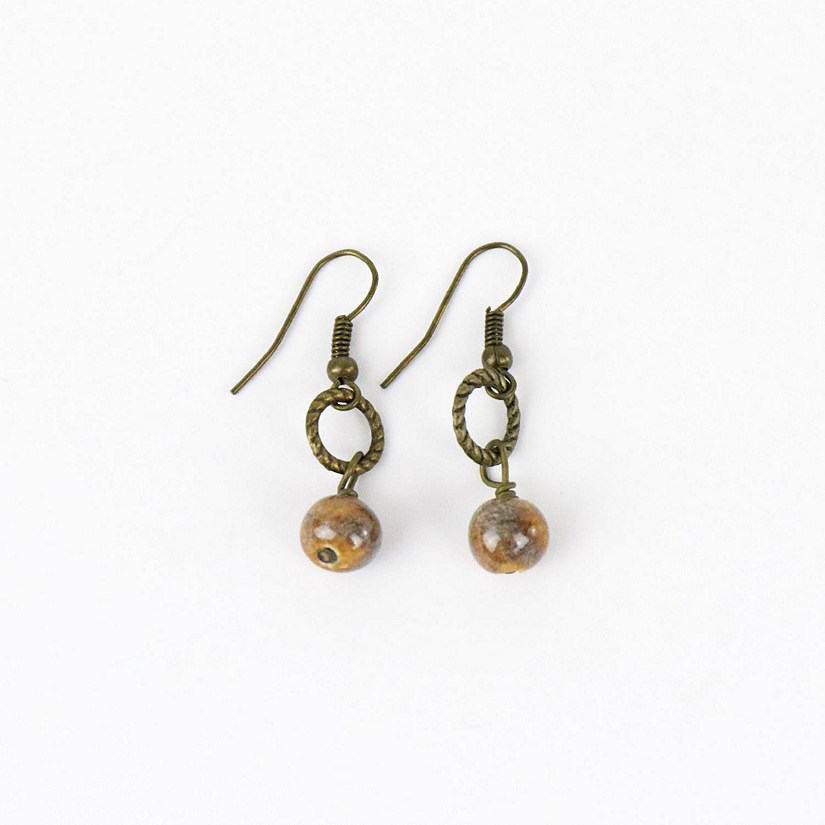 Khutsala&#8482; Artisans Brown SwaziMUD&#8482; Bronze Bead Ring Drop Earrings 1 pair Image